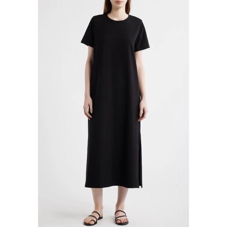 Eileen Fisher Womens L Pima Cotton Stretch Jersey Full Length Crew Dress 2026